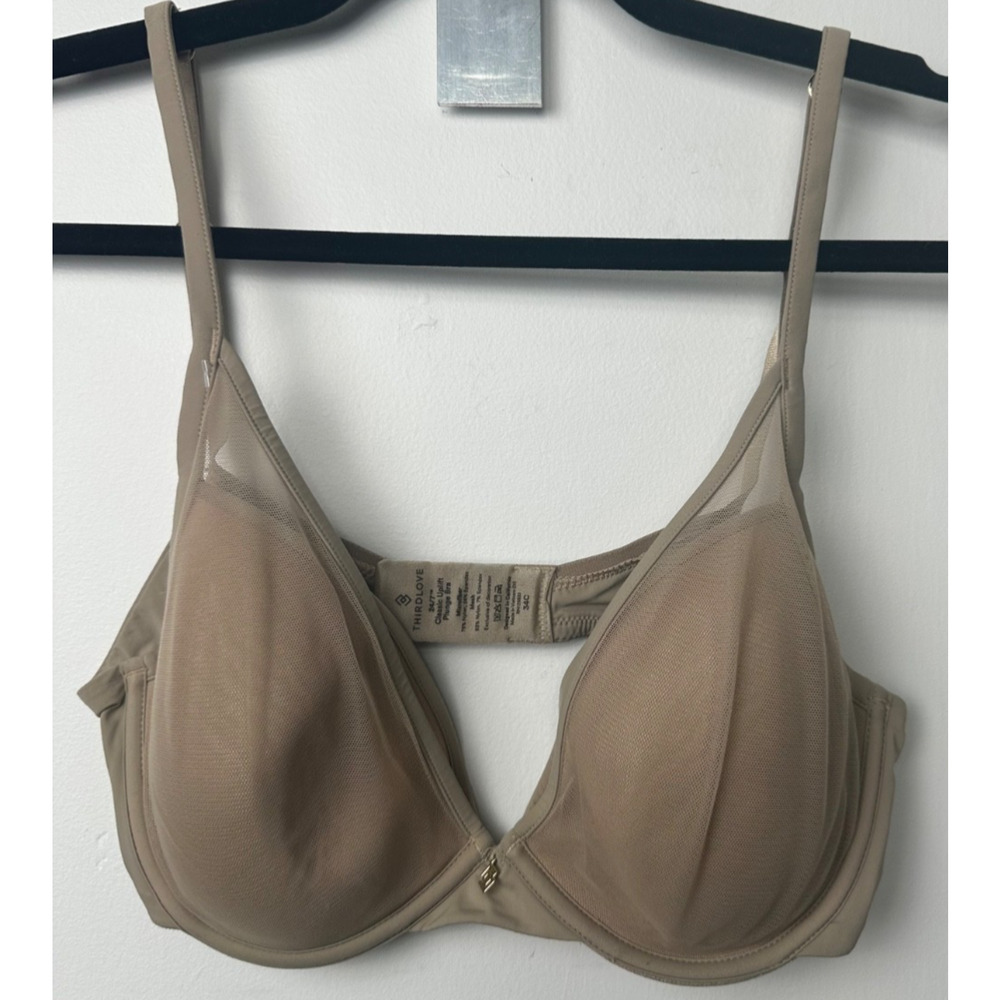 Third Love 34C Bra Tan 24/7 Classic Contour Plunge Underwire Back Closure D27